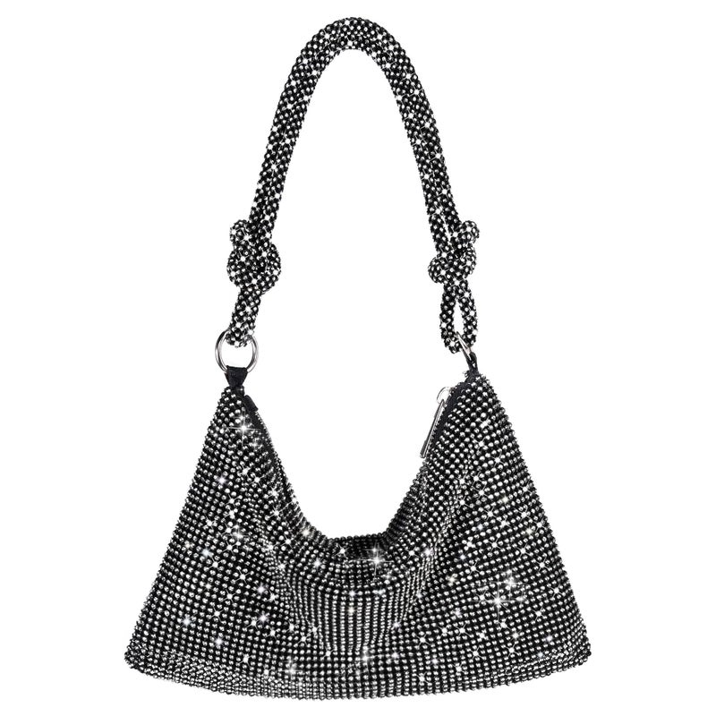 NEWROGENG Rhinestone Purse Sparkly Evening bag Silver Clutch Purses for Women Evening, Cross Body Handbags for Party Prom Club Wedding - Image 1