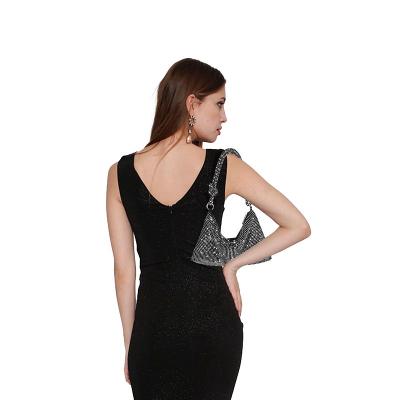 NEWROGENG Rhinestone Purse Sparkly Evening bag Silver Clutch Purses for Women Evening, Cross Body Handbags for Party Prom Club Wedding - Image 5