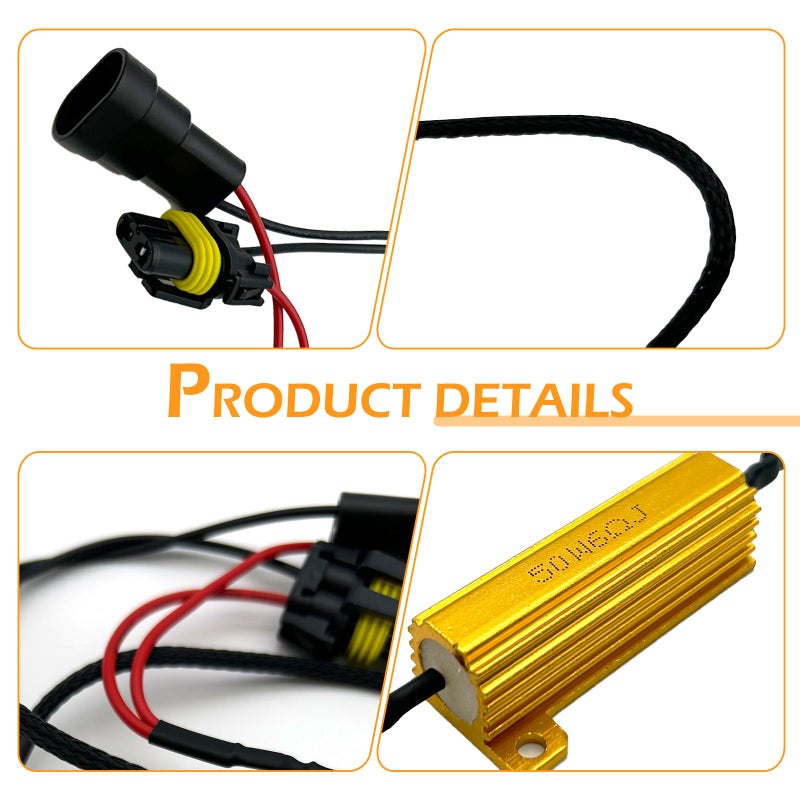 Dogary 2 PCS Car LED Light Bulb Decoder, 9005/9006 LED Load Resistor Kit, Car Light Bulb Relay Harness Adapter, Anti Flicker Error Decoder, Universal for Most Cars (Black) - Image 5