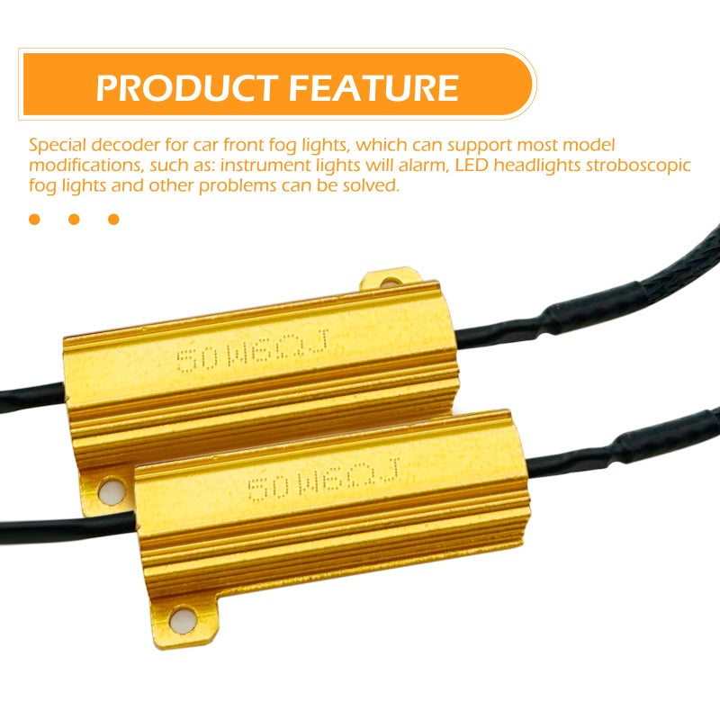 Dogary 2 PCS Car LED Light Bulb Decoder, 9005/9006 LED Load Resistor Kit, Car Light Bulb Relay Harness Adapter, Anti Flicker Error Decoder, Universal for Most Cars (Black) - Image 3