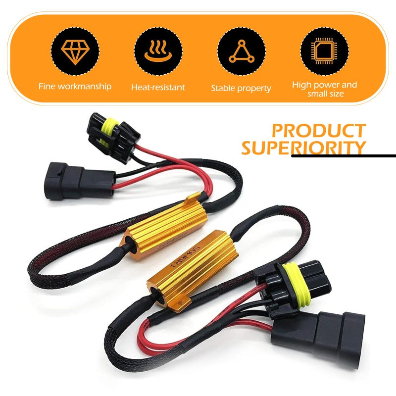 Dogary 2 PCS Car LED Light Bulb Decoder, 9005/9006 LED Load Resistor Kit, Car Light Bulb Relay Harness Adapter, Anti Flicker Error Decoder, Universal for Most Cars (Black) - Image 4