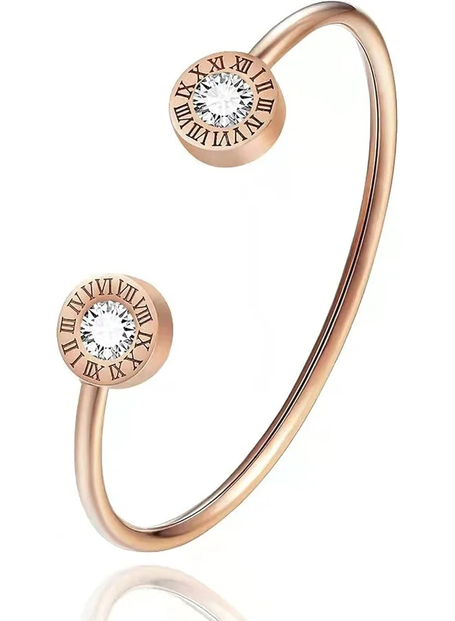 لي كوبر سوار نسائي مطلي بالذهب الوردي من الفولاذ المقاوم للصدأ