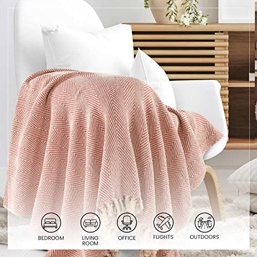 SASHAA WORLD Striped Chevron Throw Blanket | Throw for Sofa, Bedroom & Chair | Blush Pink Throw Blanket | 180 x 130 cm Pack of 1 - Image 5
