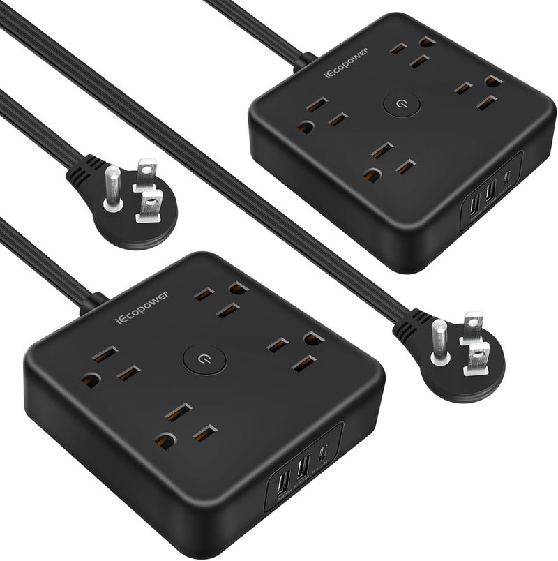 IECOPOWER Ultra Flat Plug Power Strip,Power Strip Surge Protector with 4 Widely Outlets - Image 1