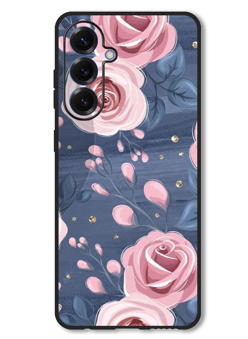 Theodor Case Compatible with Samsung Galaxy A26 Protection Shockproof Bumper Cover Roses & Leaves Pattern - Image 1