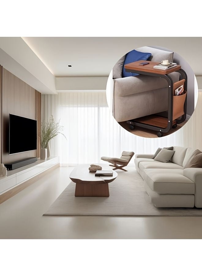 هومستر طاولة جانبية حديثة تدحرجت مع آلية انزلاقية -إطار خشبي ومعدني خفيف الوزن، تصميم صغير لغرفة المعيشة، غرفة النوم، أو الأريفة، مثالية للقهوة والكتب، والزهور الزخرفية، الطاولة الجانبية الأريكة، زهرية الزهور الزخرفية، زهرية المعادن الأنيقة - Image 3