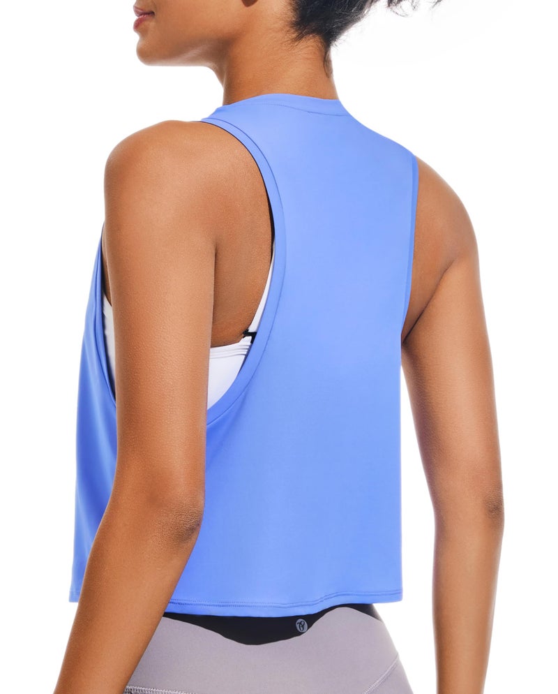 JOYSPELS Workout Tank Tops for Women, Ice Silk Quick Dry Athletic Crop Top, Loose Fit Running Yoga Gym Shirts - Image 2