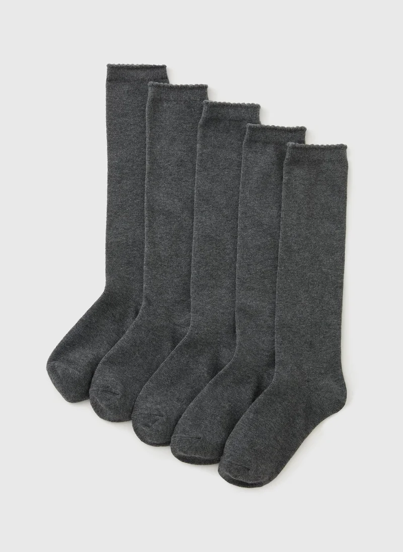 Matalan 5 Pack Girls Grey Knee Length Socks