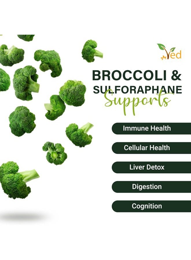 Ved Broccoli Sulforaphane, Broccoli Powder Rich in Vitamins and Minerals, 550 mg, 90 Capsules (Supply for 45 Days) - Image 2