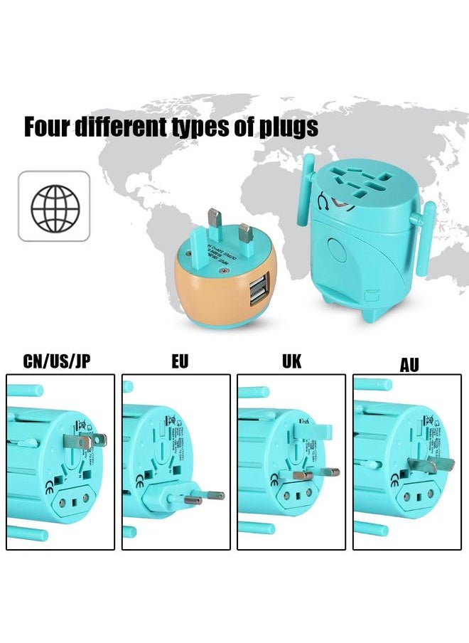 Thoraya Universal Conversion Converter Global Charger Plug Travel Power Adapter Dual USB 100-250V  - Image 2