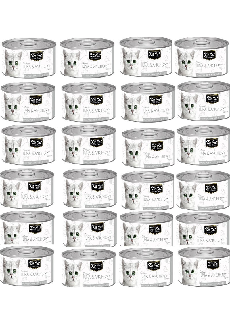 Kit Cat Pack of 24PC Deboned Tuna And Anchovy Topper Cat Wet Food 80g - Image 1