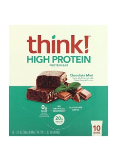think! Think !, High Protein Bars, Chocolate Mint, 10 Bars, 2.1 oz (60 g) Each  - Image 1