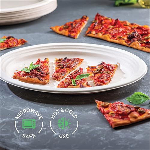 Stack Man 100% Compostable Oval Paper Plates [50-Pack] - {PFAS-Free} - {BPI Certified} - [12 Inch] Heavy Duty, Eco-Friendly, Biodegradable Bagasse Platters - Natural Brown 12" Oval Platter Plates by Stack Man - Image 4