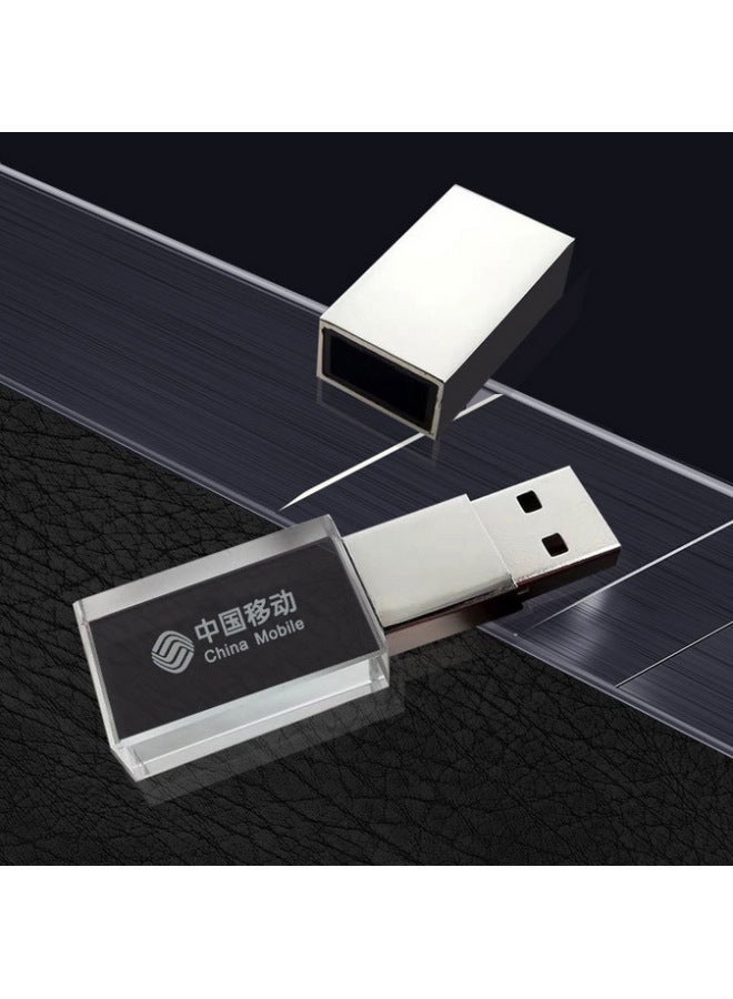 Loquat DIY Crystal Luminous U Disk Inside LOGO Business Gift USB 2.0 3.0 High Speed Metal U Disk-Color:U Disk + Iron Box Packaging-Capacity:USB3.0 8GB - Image 4