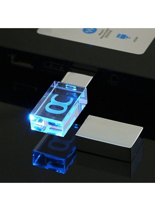 Loquat DIY Crystal Luminous U Disk Inside LOGO Business Gift USB 2.0 3.0 High Speed Metal U Disk-Color:U Disk + Iron Box Packaging-Capacity:USB3.0 8GB - Image 3