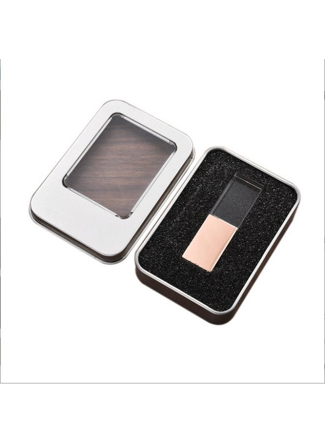 Loquat DIY Crystal Luminous U Disk Inside LOGO Business Gift USB 2.0 3.0 High Speed Metal U Disk-Color:U Disk + Iron Box Packaging-Capacity:USB3.0 8GB - Image 1