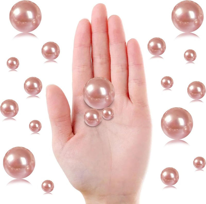 GLBYUNN Pearl Beads for Vase Filler 160 Pieces No Hole Makeup Pearls Beads for Brushes Holder for Home Wedding Christmas Decor, 10/14/20mm(Rose Gold) - Image 2