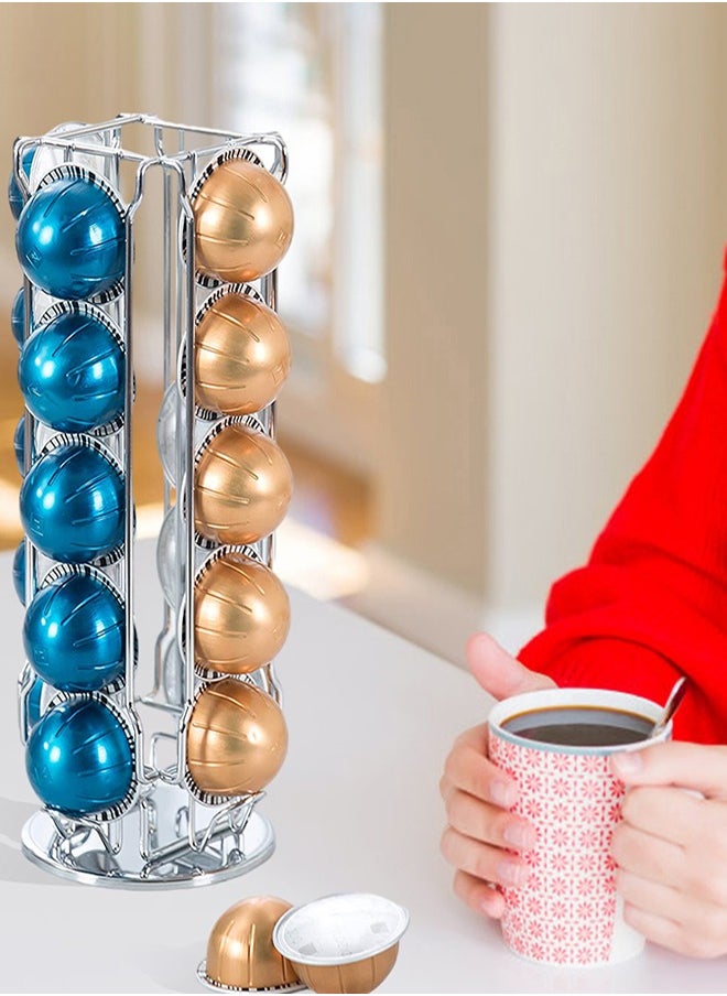 Garlo - Carousel - Holds 20 Vertuoline Capsules - Nespresso Pods Holder - Coffee Pod Storage and Dispenser Organizer Rack Stand, 360-Degree Rotation, Elegant, Modern Chrome Finish - Image 1