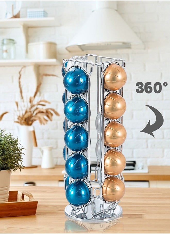 Garlo - Carousel - Holds 20 Vertuoline Capsules - Nespresso Pods Holder - Coffee Pod Storage and Dispenser Organizer Rack Stand, 360-Degree Rotation, Elegant, Modern Chrome Finish - Image 1