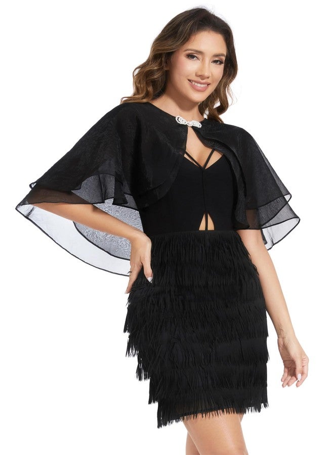 Sepsap Women's Sheer Tencel Shawls and Wraps for Evening Dresses Soft Wedding Cape Lightweight Bridesmaid Scarves Cover Up (Black) - Image 3