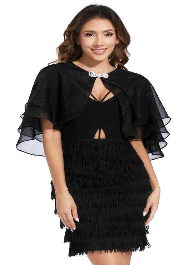 Sepsap Women's Sheer Tencel Shawls and Wraps for Evening Dresses Soft Wedding Cape Lightweight Bridesmaid Scarves Cover Up (Black) - Image 4