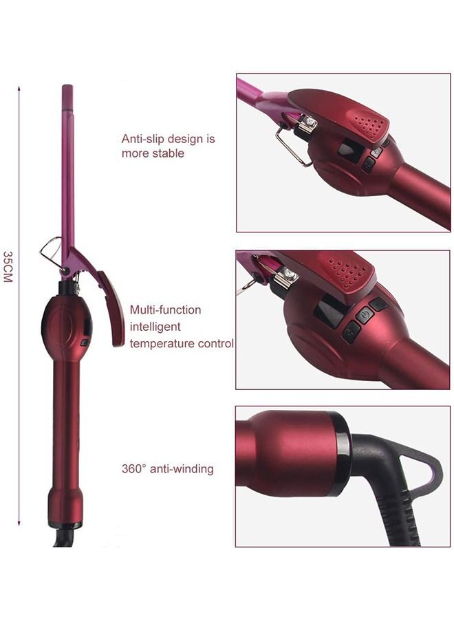 Arabest 9mm Mini Hair Curler, Thin Ceramic Curling Iron for Short & Long Hair, Ceramic Curling Iron with LED Single-Tube Professional Tourmaline, 3/8 Inch  Barrel with Adjustable Temperature, Chopstick-Style Design - Image 2
