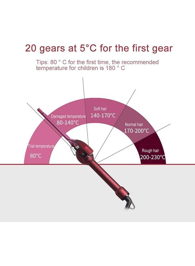 Arabest 9mm Mini Hair Curler, Thin Ceramic Curling Iron for Short & Long Hair, Ceramic Curling Iron with LED Single-Tube Professional Tourmaline, 3/8 Inch  Barrel with Adjustable Temperature, Chopstick-Style Design - Image 5