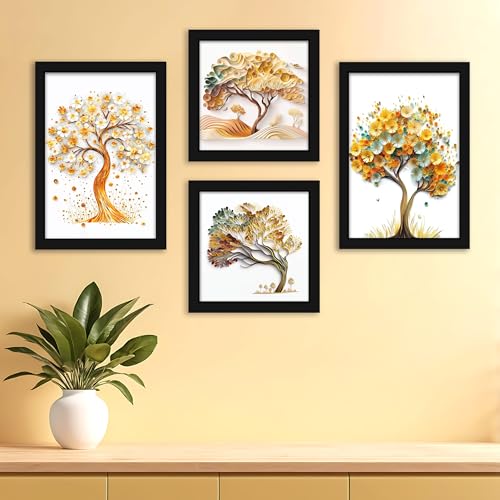 Indianara Abstract Tree Framed Gallery Wall Art, Set of 4 for Living Room | Wall Decor | Bedroom | Office | Hotel(10805) - Image 2