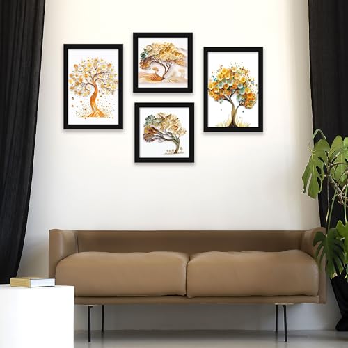 Indianara Abstract Tree Framed Gallery Wall Art, Set of 4 for Living Room | Wall Decor | Bedroom | Office | Hotel(10805) - Image 4