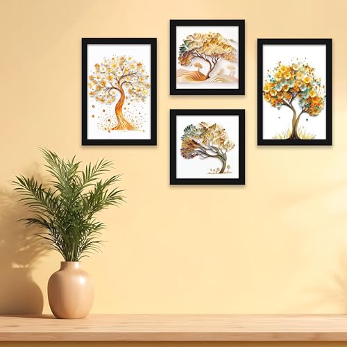 Indianara Abstract Tree Framed Gallery Wall Art, Set of 4 for Living Room | Wall Decor | Bedroom | Office | Hotel(10805) - Image 5