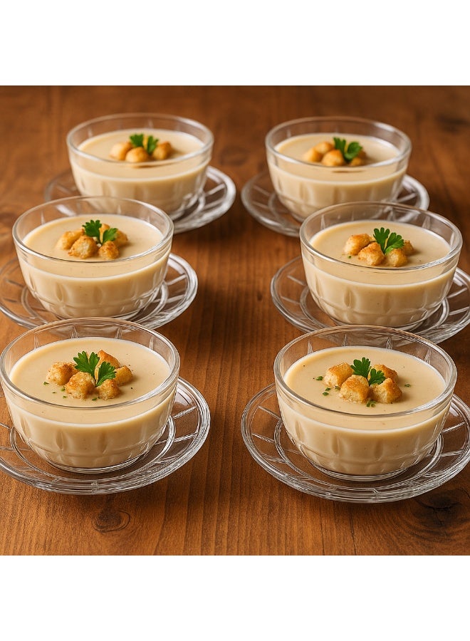 Elegant A yogurt set for sweets and nuts made of glass, 12 pieces, 6 yogurts + 6 plates - Image 1