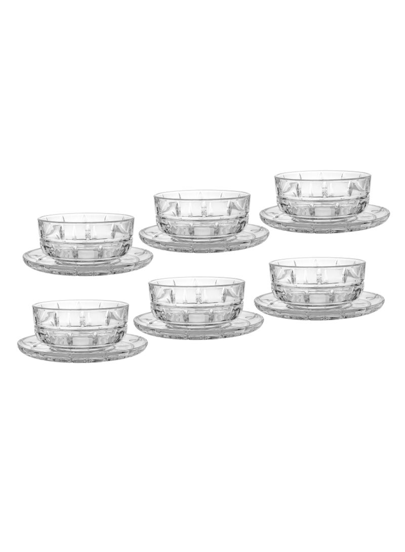 Elegant A yogurt set for sweets and nuts made of glass, 12 pieces, 6 yogurts + 6 plates - Image 2