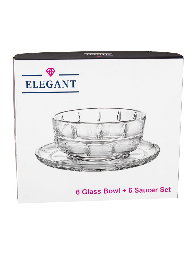 Elegant A yogurt set for sweets and nuts made of glass, 12 pieces, 6 yogurts + 6 plates - Image 5