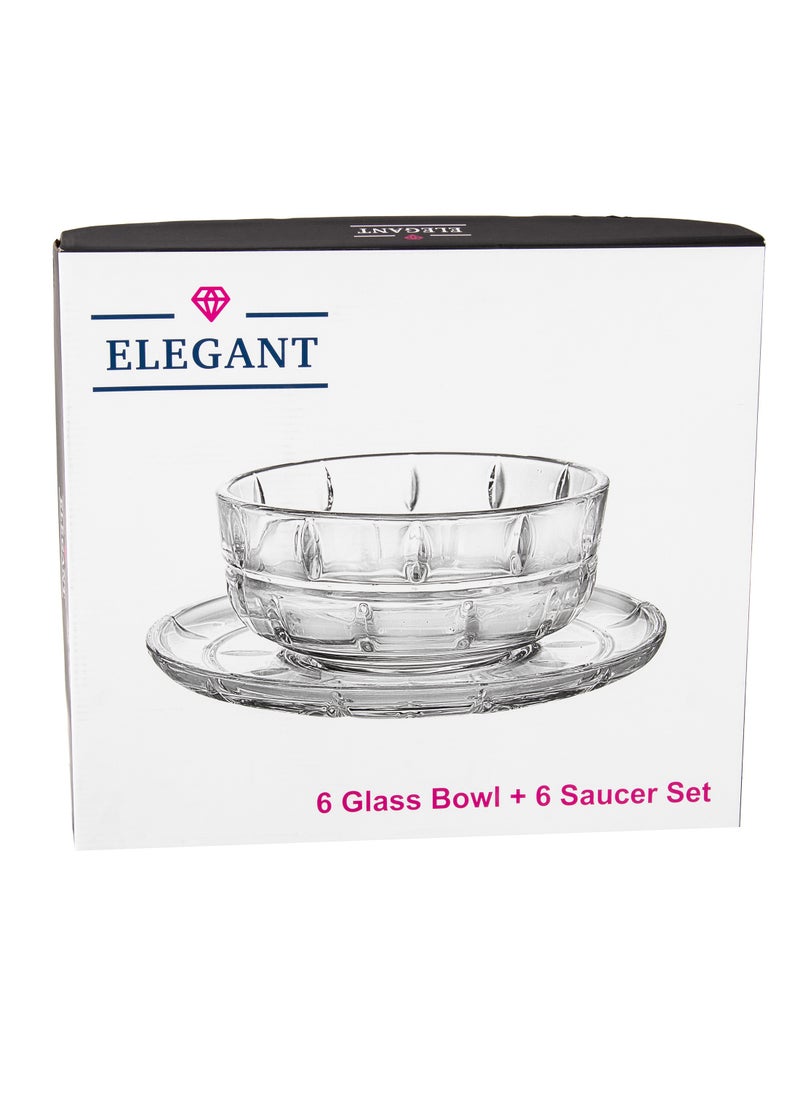 Dania A yogurt set for sweets and nuts made of glass, 12 pieces, 6 yogurts + 6 plates  - Image 4