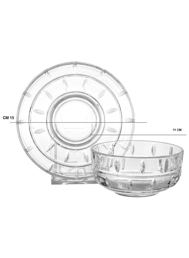 Dania A yogurt set for sweets and nuts made of glass, 12 pieces, 6 yogurts + 6 plates  - Image 5