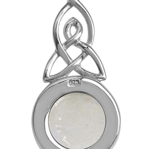 Silvershake Natural Moonstone 925 Sterling Silver Triquetra Celtic Knot Pendant - Image 3