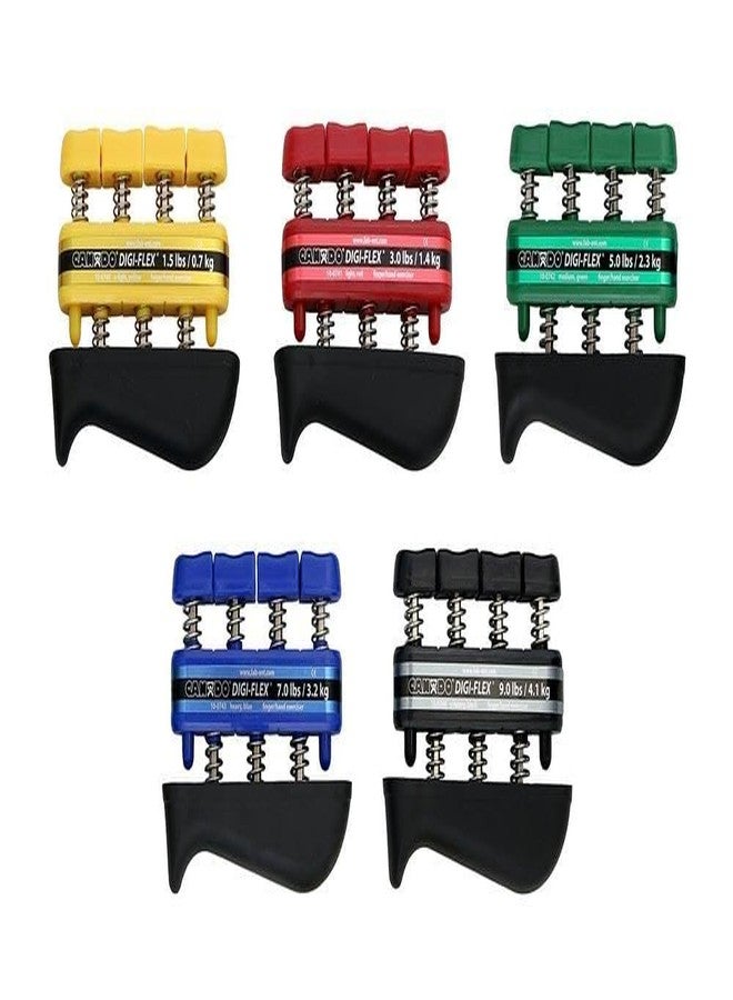 CanDo DiCanDo Digi-Flex Hand and Finger Exerciser 5 Piece Set X-Light - X-Heavy Resistance - No Rack -For Dexterity, Strength, and Flexibility for Fingers, Hands, and Forearms - Image 1
