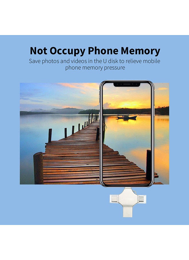 Generic - 256GB 4-in-1 metal USB Flash drive Mobile phone computer dual-use Mini USB flash drive Support Type-C Micro USB iOS devices - Image 1