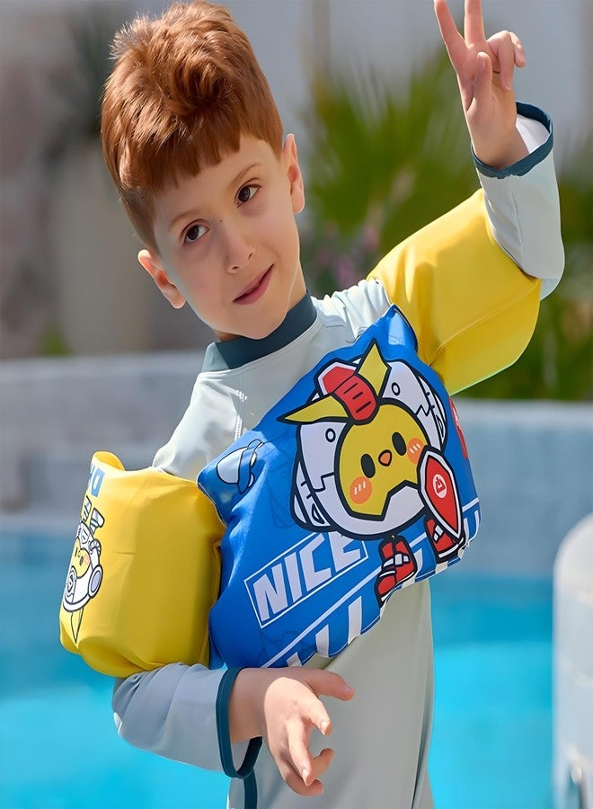 Koochie-Koo Cute Cartoon Robot Printed Cool Beach/Pool Party Float Arm Band Swimming Trainer Vest Life Jacket Safety Gear for Baby Boys and Girls 22 to 55 lbs (Pack of 1, Blue&Yellow) - Image 2
