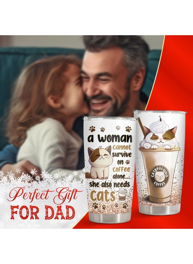 34HD Cat Lady Tumbler with Lid, 20oz Stainless Steel Vacuum Insulated Coffee Mug with Cats, Cute Kitty Gifts for Her Women, Cat Mom Gifts for Birthday Mothers Day Christmas - Image 4