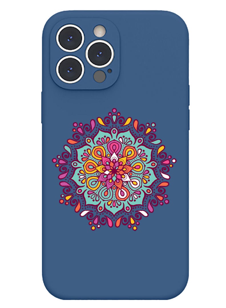 Theodor Protective Slim Fit Case Liquid Silicone Cover with Full Body Protection Anti-Scratch Shockproof Case For iPhone 12 Pro Max Blue  - Mandala colourful - Image 1
