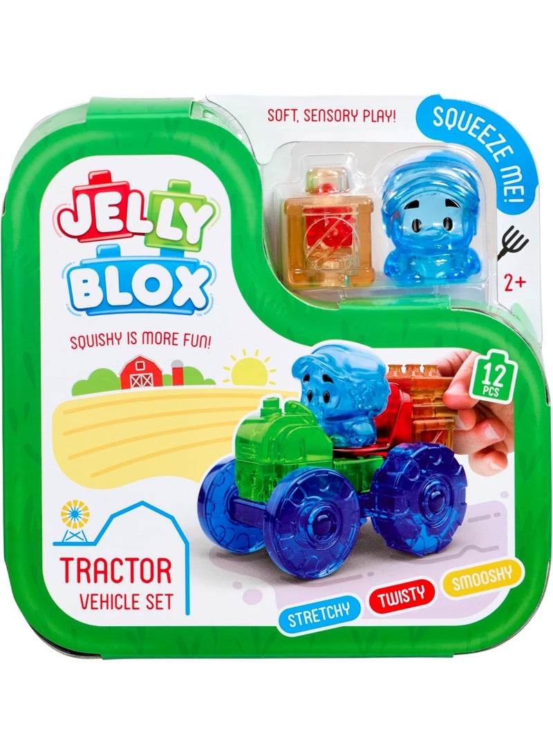 Jelly Blox Tractor Kit - 12 Soft Touch Building Blocks - 1 Tractor, 1 Farmer and Accessory - Sensory Building Set for Children from 2 Years Old - Expandable & Flexible Blocks - Image 2