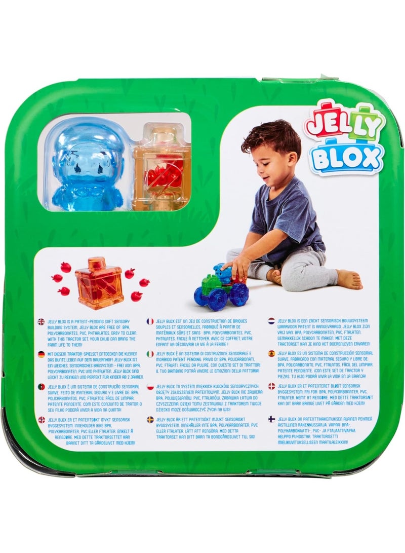 Jelly Blox Tractor Kit - 12 Soft Touch Building Blocks - 1 Tractor, 1 Farmer and Accessory - Sensory Building Set for Children from 2 Years Old - Expandable & Flexible Blocks - Image 4