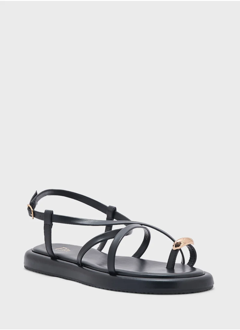 ELLA Metal Trim Toe Post Strappy Sandal