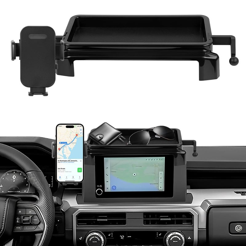 FETUSI Car Phone Holder Compatible with Toyota Tacoma 2024 2025 Accessories 8-Inch Screen Fixed Clip, Cell Phone Mount with Dash Organizer Center Console Tray Hands-Free 360Â° Rotation - Image 1