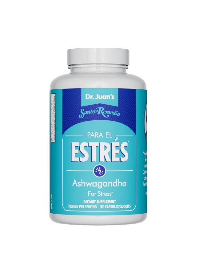 Santo Remedio Ashwagandha, Stress Support, Dietary Supplement, 1000 mg Per Serving, 180 Capsules, No Artificial Flavors, No Artificial Colors, Sugar & Sodium Free, Vegetarian - Image 1