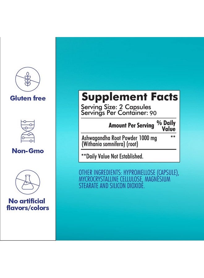 Santo Remedio Ashwagandha, Stress Support, Dietary Supplement, 1000 mg Per Serving, 180 Capsules, No Artificial Flavors, No Artificial Colors, Sugar & Sodium Free, Vegetarian - Image 2