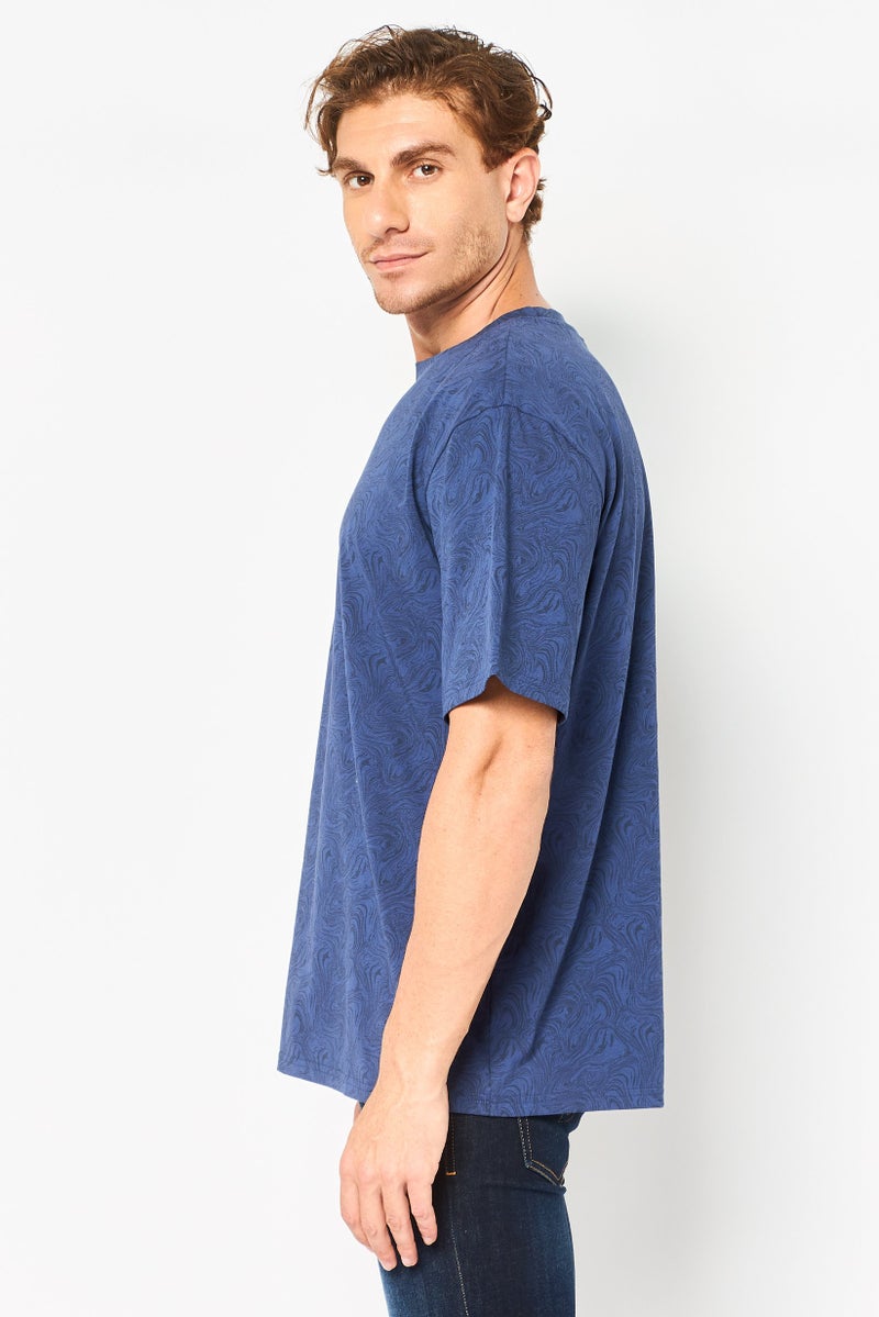 Core Elements Men Crew Neck Short Sleeve Graphic Print T-Shirt, Blue - Image 4