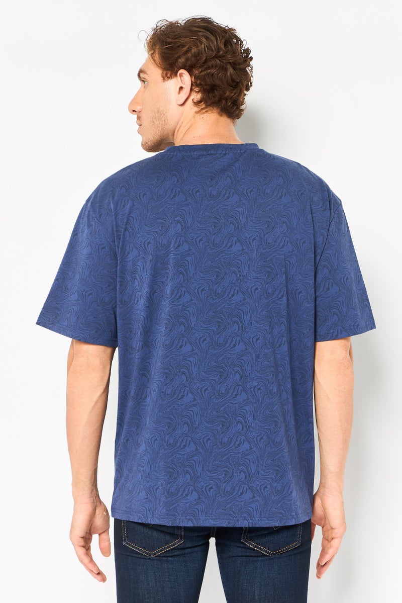 Core Elements Men Crew Neck Short Sleeve Graphic Print T-Shirt, Blue - Image 2