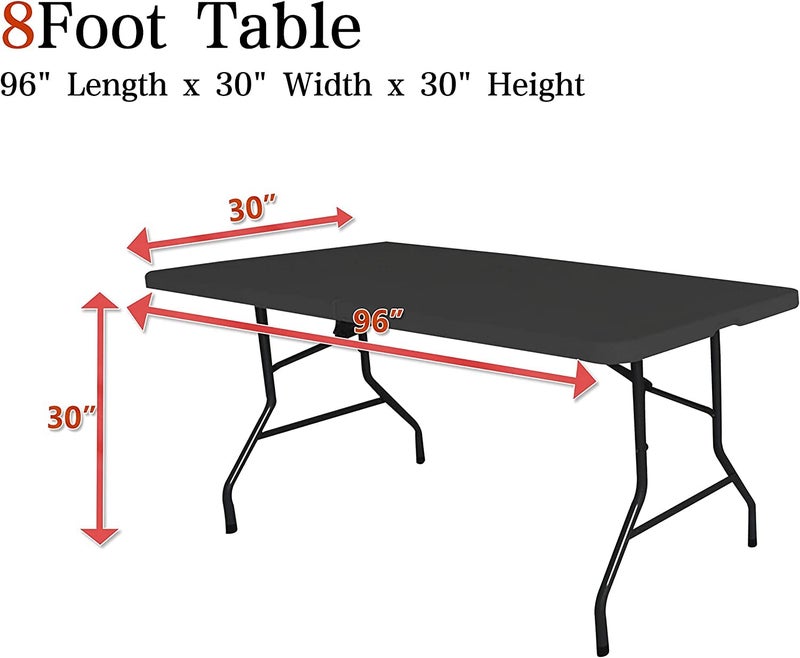 Obstal Obstal 8ft Stretch Spandex Table Cover - 4 Pack Universal Rectangular Fitted Tablecloth Protector for Wedding  Banquet and Party  Black  - Image 4